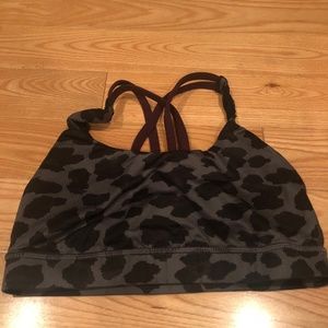 Lululemon Black & Grey Leopard Print Maroon Straps